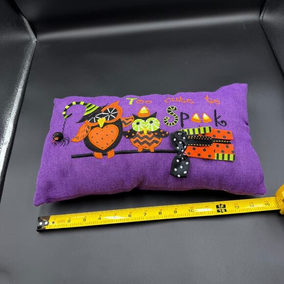 Vintage Halloween Throw Pillow Purple Too Cute to Spook - Picture 5 of 8